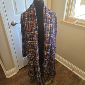 Aratta SPECIAL DILLARDS EDITION NWT ! Multicolor Plaid Long Coat With Brooches !